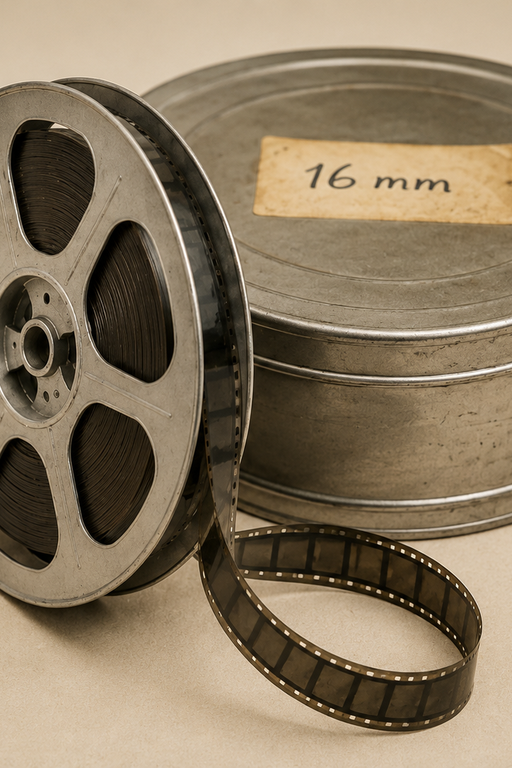 Vintage Filmrolle mit 16-mm-Filmdose