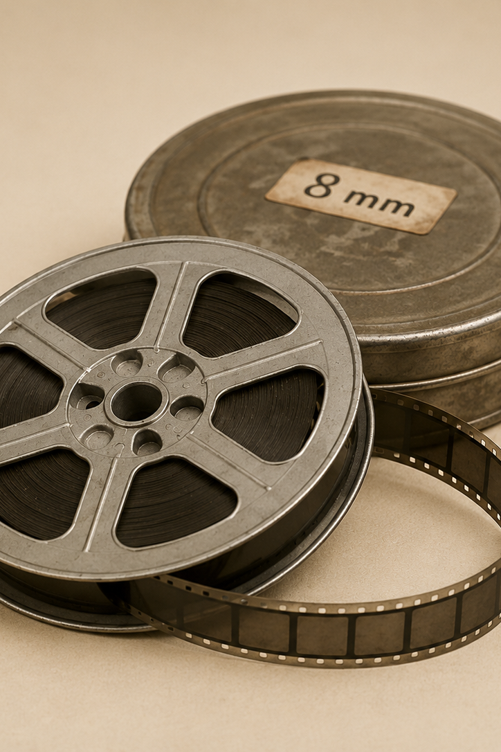 Vintage Filmrolle mit 8-mm-Filmdose